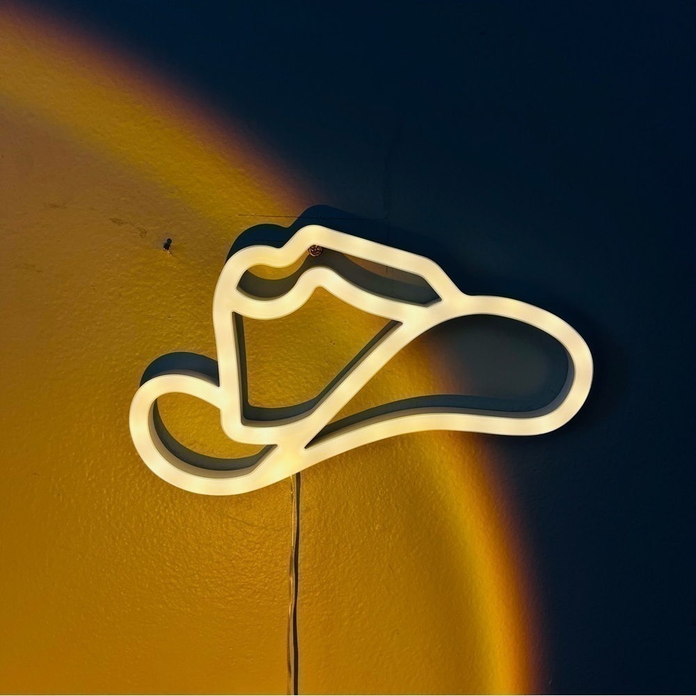 Cowgirl hat neon light wall home decor accent